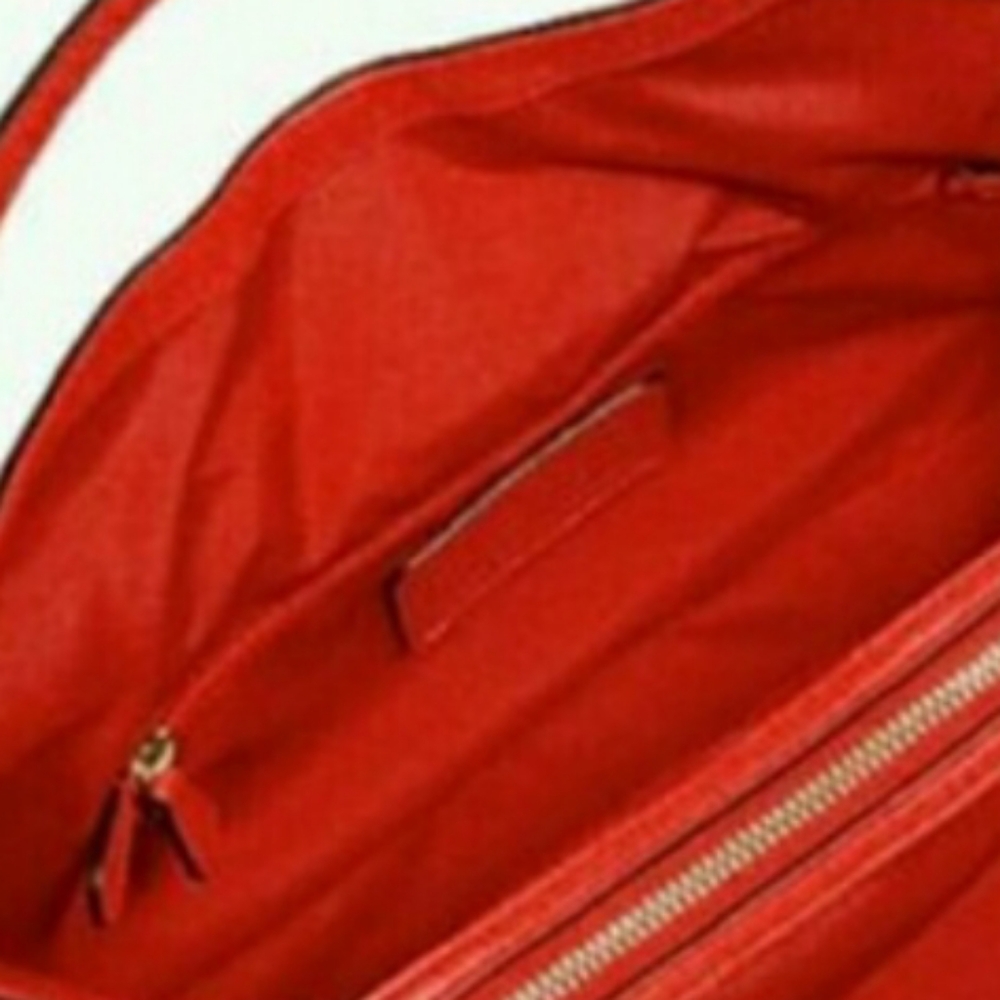 Coach Carlyle Large Handbag Luxe Smooth Leather Carmine Color Double Handles NWT - Picture 8 of 11